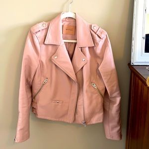 Pale pink short leather jacket